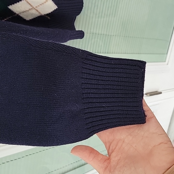 Greenwich Vintage 1980's Argyle Wool V Neck Sweater Sz XL Blue/Red/Green/Yellow - Picture 5 of 10